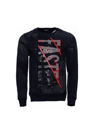 Wessi Lacivert Taşlı Baskılı Desenli Sweatshirt Lacivert