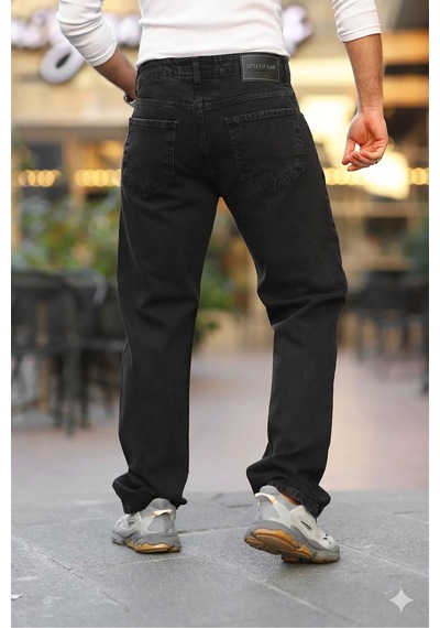 Little Cup Jeans Co Erkek Siyah Baggy Fit Rahat Kalıp Jean Pantolon