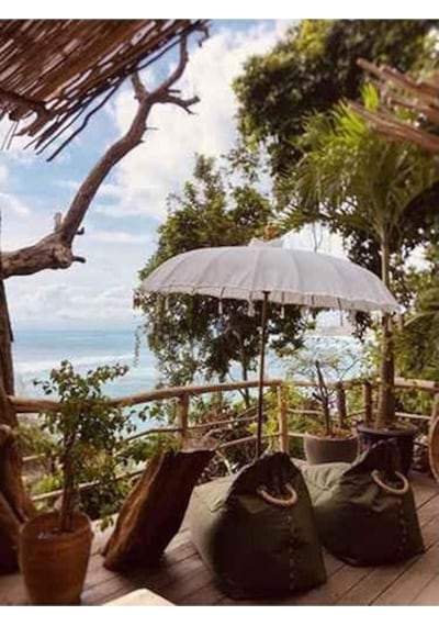 Prodiva Ahşap Ayaklı Dekoratif Bali Şemsiyesi 200 Cm- Beyaz