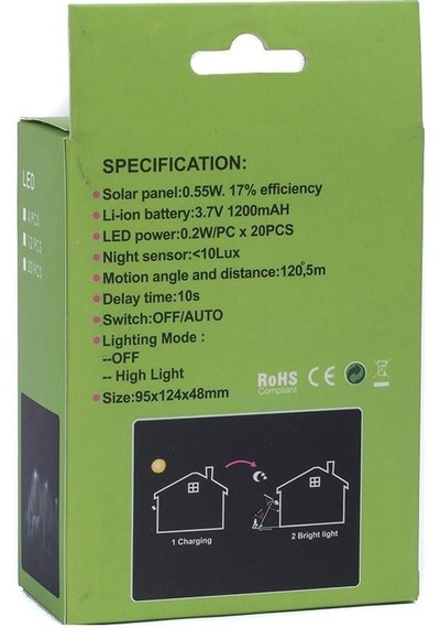 Shuıvan Led Aydınlatma Solar Güneş Enerjili Gece Sensörlü - Beyaz Işık-1189
