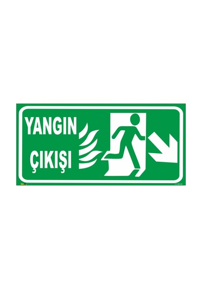 Yangın Çıkışı Sağ Aşağı 25x50 Cm Sticker Fotolümenli