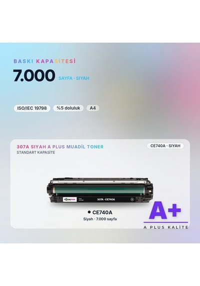 Hp 307a Ce740a Siyah Uyumlu Toner A Plus / Color Laserjet Cp5225 / Cp5225n / Cp5225dn