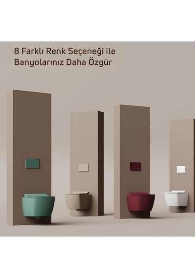 Creavit Elegant Mat Cappucino Kanalsız Asma Klozet Eg321, Creavit Elegant Duroplast Yavaş Kapak Cappuccino