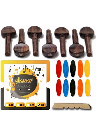 Nokta Sedefli Pelesenk Bağlama Burgu + 0.25 Divan Saz Teli+Tezene