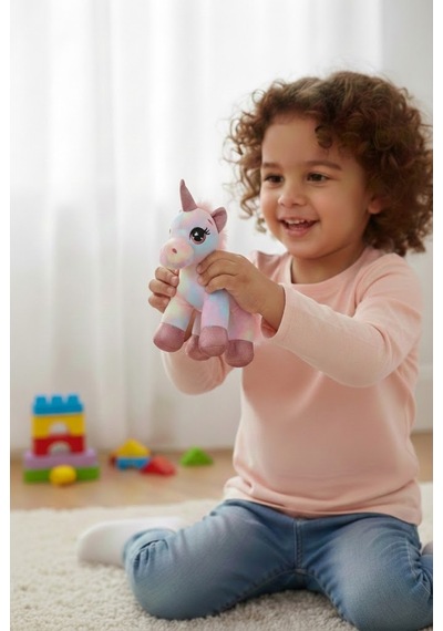 Sevimli Unikorn 18 Cm Peluş Oyuncak Pony Çok Renkli