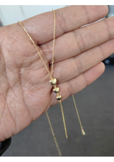 Şık 3 Sıra Kalp Model Gümüş Şahmeran Bileklik Taşsız - Rose Gold