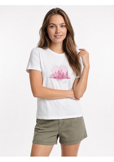 LOFT Boxy Fit Kadın Tshirt K.kol Off White Pink