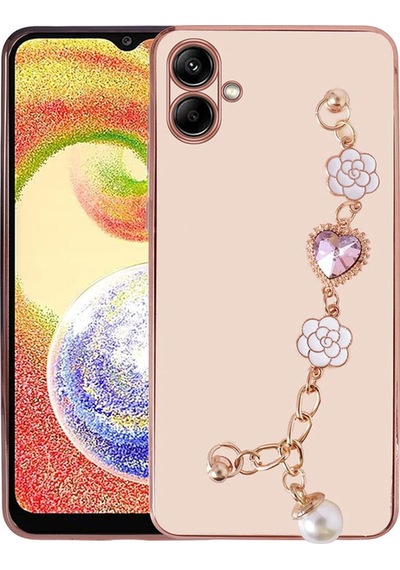 Galaxy A04 Kılıf El Tutamaçlı Kamera Korumalı Zore Taka Silikon Kapak Pembe