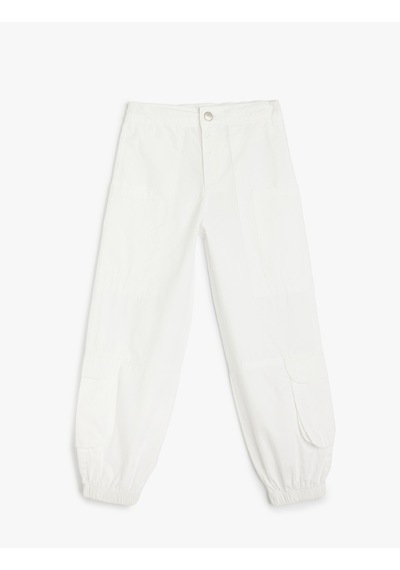 Koton Rahat Kesim Cep Detaylı Pamuklu Basic Jogger Pantolon Beyaz 5skg40028ad Beyaz
