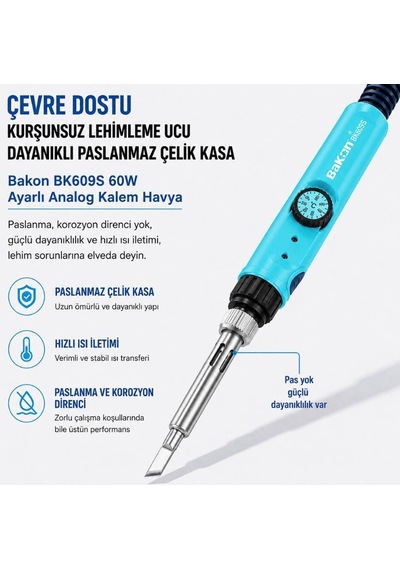 Bakon Bk609s 90w Ayarlı Analog Kalem Havya