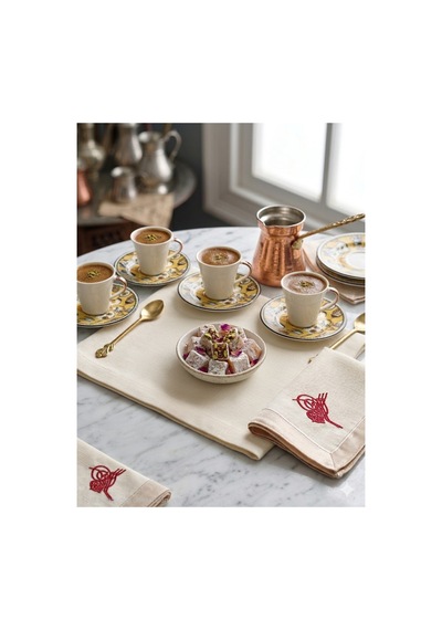 Kahve Fincanı Takımı Vintage - 6 Kişilik Sarı