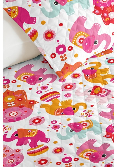 Evimde Bambaşka Pembe Fil Kız Çocuk Pike Takımı - Çiçekli Pastel Bebek Odası Mevsimlik Yatak Örtüsü - 160x220 CM Evimde Bambaşka Pembe Fil Kız Çocuk Pike Takımı - Çiçekli Pastel Bebek Odası Mevsimlik Yatak Örtüsü - 160x220 CM