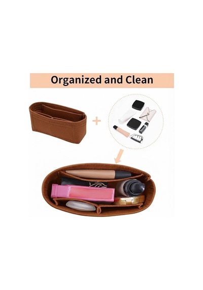 Kahverengi Keçe Çanta Düzenleyici Ve Ayarlanabilir Askı Seti / Mini Organizer - 16.5x8x5 Cm