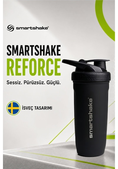 Smartshake Reforce Paslanmaz Çelik Serisi 900 Ml Siyah Protein Shaker