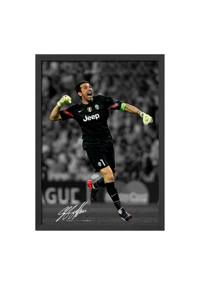 Gianluigi Buffon Siyah Ahşap Çerçeveli Poster, Dekoratif Futbol Juventus Duvar Tablosu