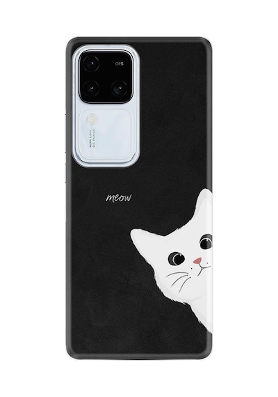 Vivo V30 Kılıf Desenli Silikon Platinium Series Çılgın Kedi 1895
