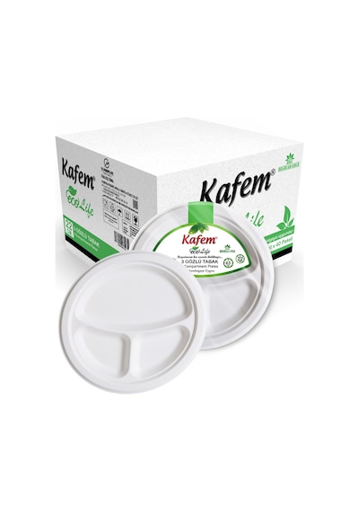 Kafem Ekolojik 3 Gözlü Karton Tabak 22 Cm 25 Li X 40 Paket Koli