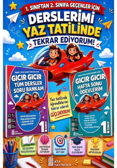 1. Sınıftan 2.sınıfa Geçenler İçin Derslerimi Yaz Tatilinde Tekrar Ediyorum Seti