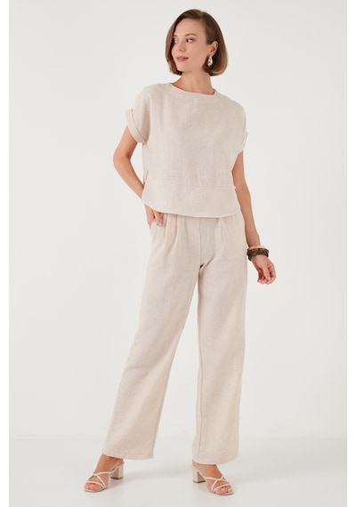 Lela Regular Fit Bol Paça Bayan Takım 67045982S4 Krem