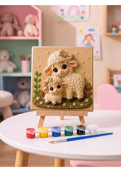 15x15 Koyun Ve Kuzu Taş Boyama Seti Çocuk Ve Yetişkin Hobi Kiti