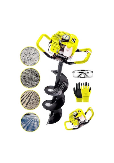 Dragro DRG-h1721 Sarı Toprak Burgu Makinası 150 MM Delme Ucu H1721 9.9 Motor Gücü