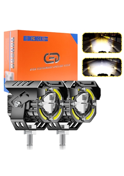 Led Motosiklet Ve Off Road Sis Farı Çakarlı Ultra Parlak 4 Modlu