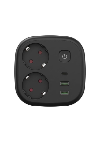 2 Metre Termal Akım Korumalı 2'li Priz Çoklayıcı, 2 Usb 1 Type-c Girişli 16a 4000w İkili Dönüştürücü Uzatma 0