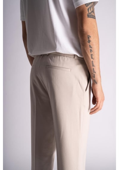 Beli Yarım Lastikli Slim Fit Chino Crop Erkek Pantolon - Açık Bej