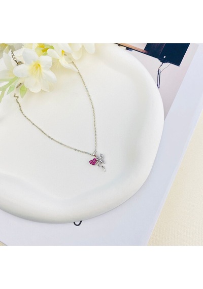 Peri Kadın Kolye Peri Kızı Zirkon Taşlı Silver Kolye 45cm Gümüş