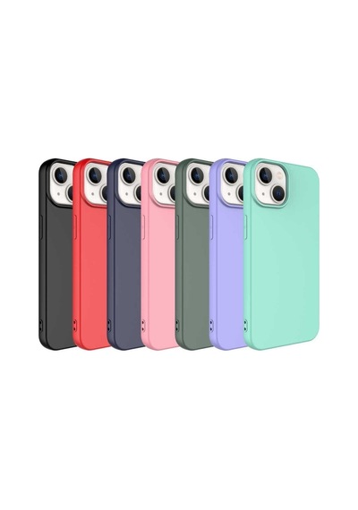 Apple iPhone Uyumlu 14 Plus Kılıf Renkli Içi Kadife Silinebilir Logosuz Kapak Colr16468-pembe