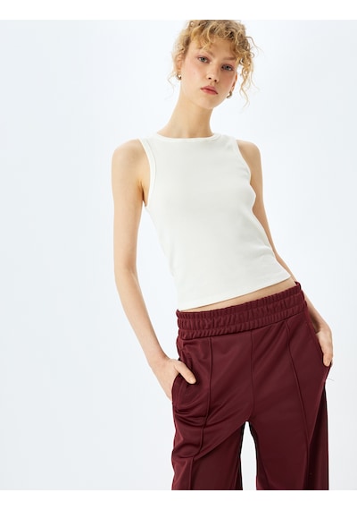 Koton Bisiklet Yaka Kolsuz Slim Fit Basic Atlet Ekru 5sal30043ık Ekru