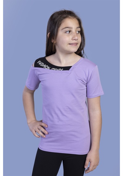 Toontoy Kids Toontoy Kız Çocuk Omuz Detaylı Tişört Lila