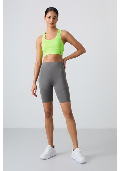 Tommy Life Neon Sarı Sırt Detaylı Dar Kalıp U Yaka Kadın Spor Büstiyer - 97120 Neon Sarı