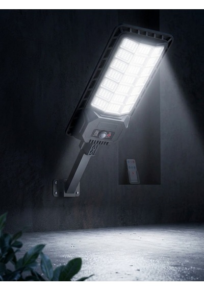 2000w Solar Led Projektör Güneş Enerjili Sensörlü - 336 Led Kumandalı Direkli Bahçe Sokak Aydınlatma