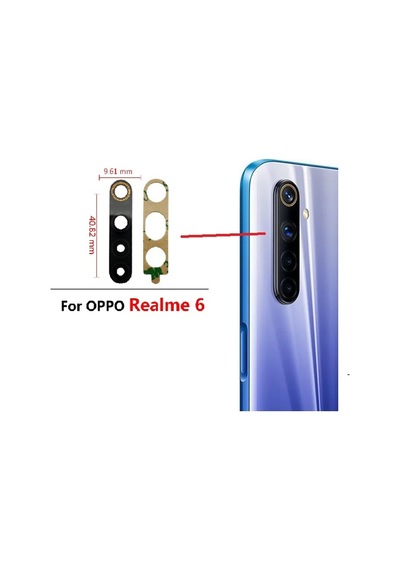 Tkgz Oppo Realme Uyumlu 6 Arka Kamera Camı Lens Yapışkanlı