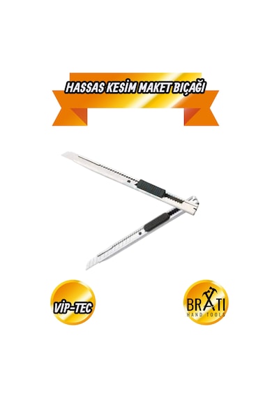 Dar Hassas Kesim Profesyonel Maket Bıçağı Metal Klipsli 2'li Set