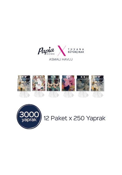 Papia Home Asmalı Havlu 12 Paket 3000 Yaprak