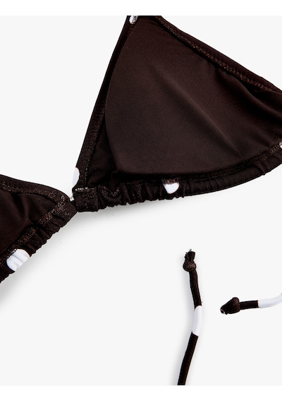 Koton Halter Yaka Puantiyeli Üçgen Bikini Üstü Kahverengi Desenli 6sak10235mm