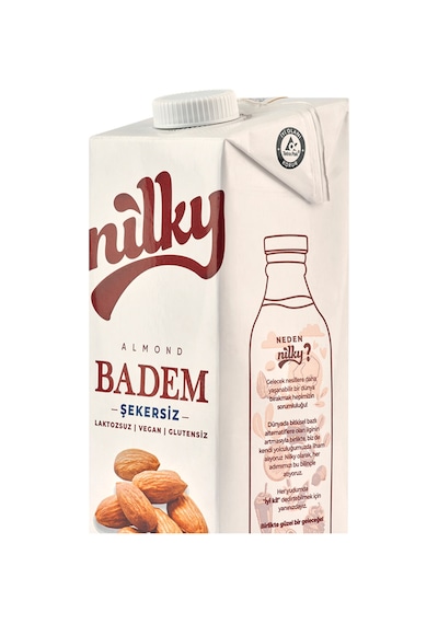 Şekersiz Badem Sütü Glütensiz Bitkisel Bazlı Laktosuz Vegan 4x1 Lt