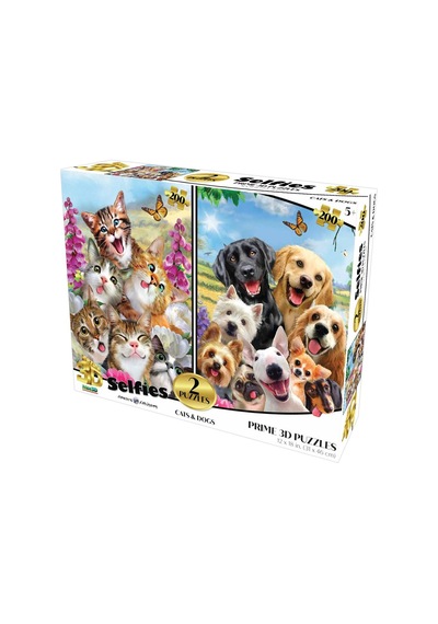 Prime 3d Kediler Ve Köpekler Selfie İkili Puzzle 200 Parça 10236