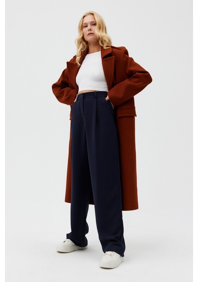 Açelyaokcu Premium Lowry Wide Leg Palazzo Dokuma Pantolon Lacivert