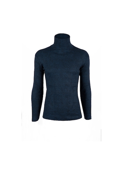 Erkek Lacivert Kırçıllı Balıkçı Yaka Boğazlı Slim Fit Kazak Lacivert1