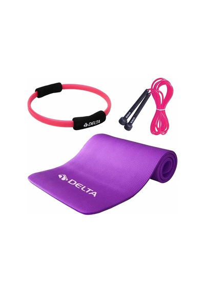 Delta- 15 mm Pilates Minderi 35 cm Pilates Çemberi Atlama İpi Seti