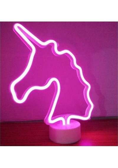 Neon Işıklı Unicorn Masa Gece Lambası(491772868) Pembe