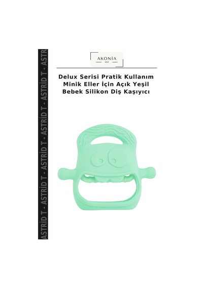 Delux Serisi Pratik Kullanım Minik Eller İçin Açık Yeşil Bebek Silikon Diş Kaşıyıcı