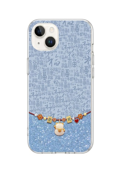 iPhone 13/14 Uyumlu Mavi Japon Desen Baskılı Silikon Kılıf Renkli
