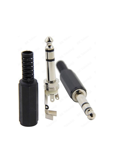 6.35mm 1/4 İnç Stereo TRS Erkek Fiş Lehim Tipi Plastik Konnektör