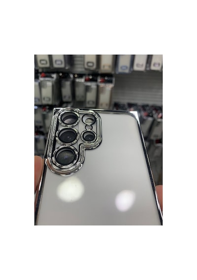 Samsung Galaxy Uyumlu S24 Ultra Kamera Lens Korumalı Şeffaf Yumuşak Silikon Telefon Kılıfı Kapak Gümüş