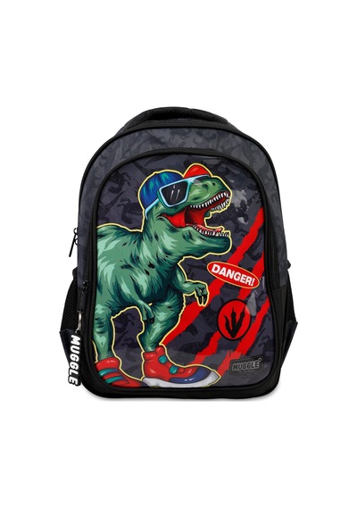 Muggle Okul Çantası Danger Dino Siyah Mu-9222 Çok Renkli