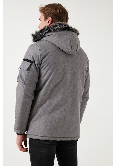 Buratti Peluş Astarlı Suya Ve Rüzgara Dayanıklı Soğuk Geçirmez Slim Fit Erkek Mont 5711051 Açık Gri